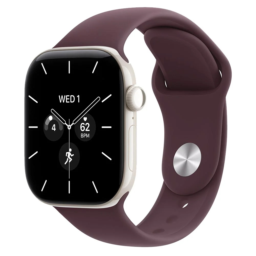 Apple Watch Series 12, 42 mm, Pearl White Ceramic GPS+Cellular Burgundy Sport Band M/L